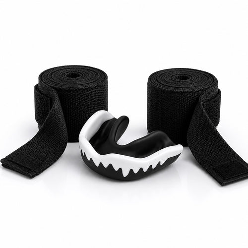 Vendas Negras 3M + Bucal negro boxeo