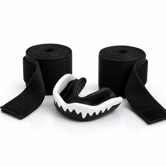 Vendas Negras 3M + Bucal negro boxeo